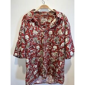 Campia Moda Hawaiian Shirt Mens Size Large XL Cotton‎ Short Sleeve Pineapple